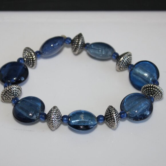 Figaro Couture Quartz Watch Bracelet And Matching Stretch Bracelet Blue/Silver🌻 - Picture 8 of 9